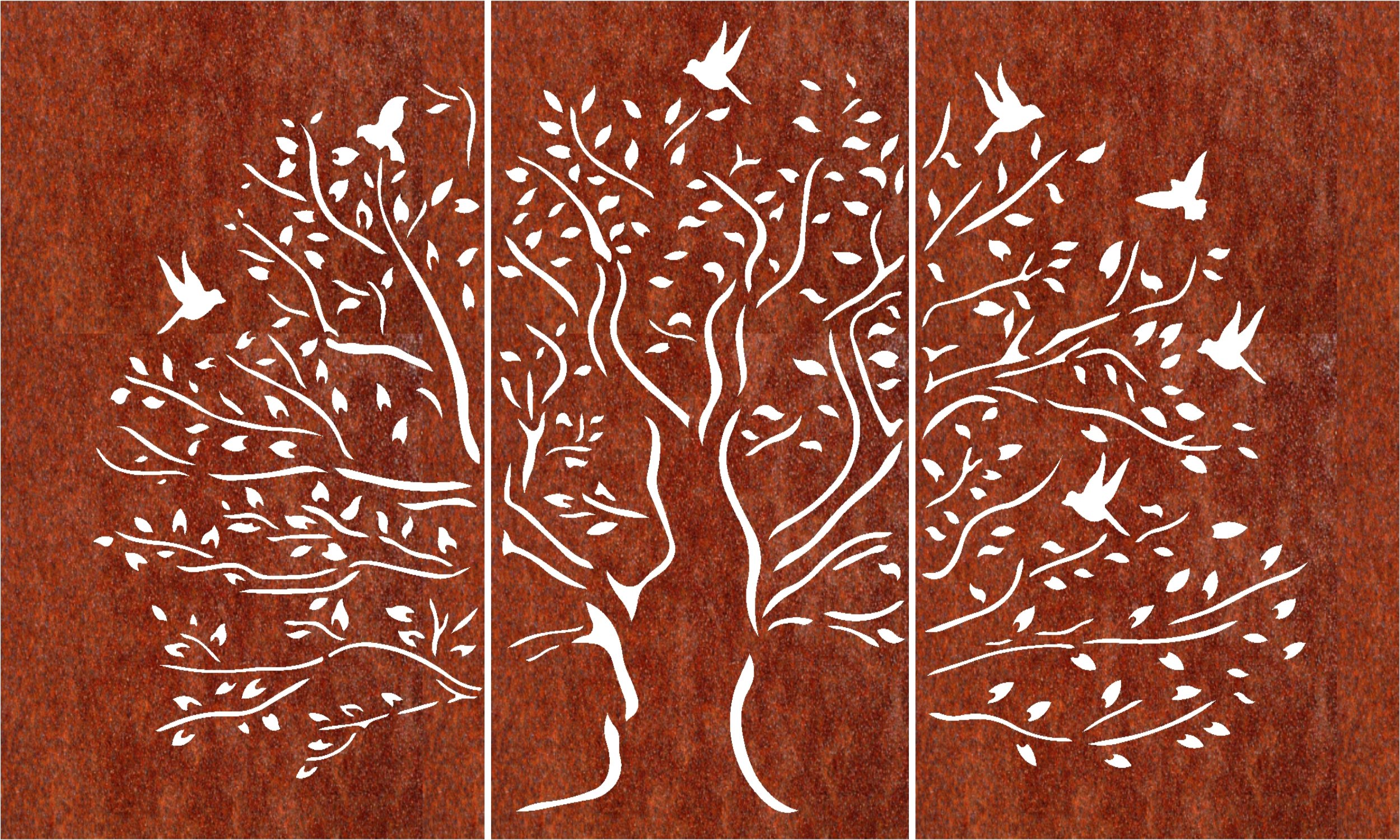 laser cut screens - panel tree 3 parts